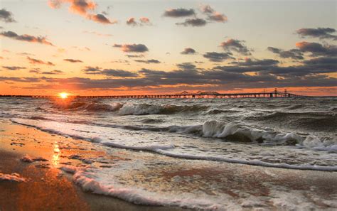 Windy Chesapeake Bay Bridge Sunset Photograph by Mark Dignen