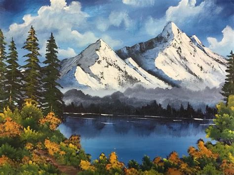 mountain lake Painting in 2022 | Mountain landscape painting, Landscape ...