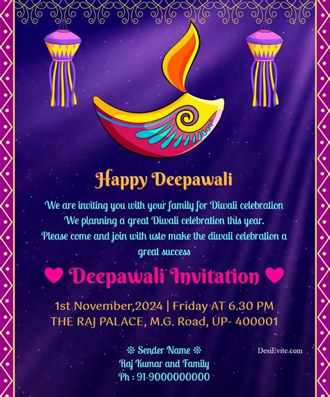 Free Printable, Customizable Diwali Invitation Templates, 46% OFF