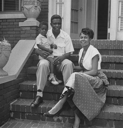 Jackie and Rachel Robinson (with son Jackie Jr.) on the front steps of ...