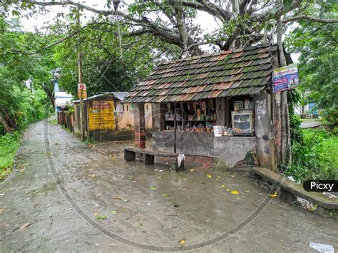 Image of Village Tea Shop In The Rainy Season, West Bengal, India ...