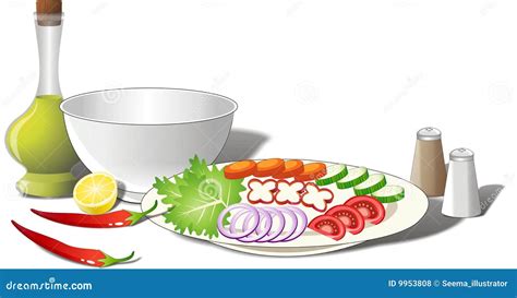 Salad Ingredients stock vector. Illustration of nutritious - 9953808