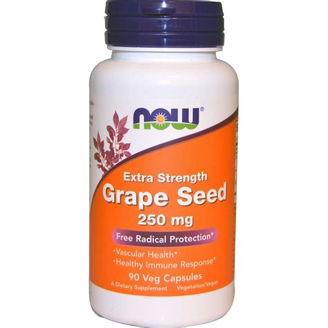 Now Foods, Grape Seed, Extra Strength, 250 mg, 90 Veg Capsules | By iHerb