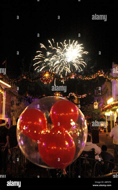 Florida Walt Disney World Christmas fireworks with Mickey Mouse Stock Photo: 7361285 - Alamy