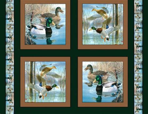 45" Mallard Ducks Scene Fabric Panel | Stitching Grannies