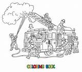 Firefighters Extinguish A Fire Next To Truck Coloring Book  sketch template