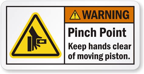 Warning Pinch Point Keep Hands Clear Of Moving Piston Label, SKU: LB-2278