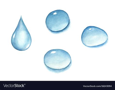 Set of watercolor water drops Royalty Free Vector Image