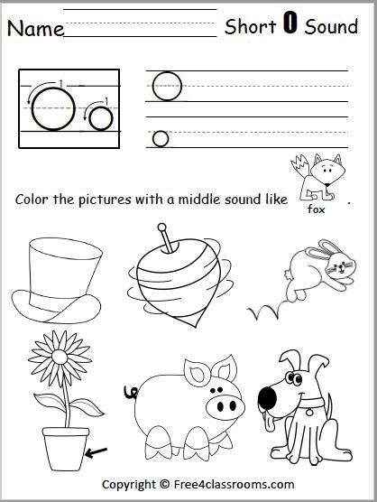 Free Short /o/ Middle Sound Worksheet – Free4Classrooms