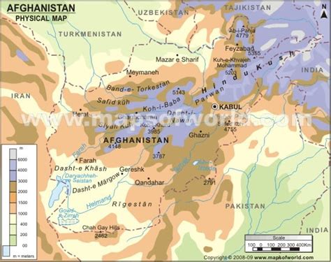 Afghanistan Physical Map | Physical Map of Afghanistan