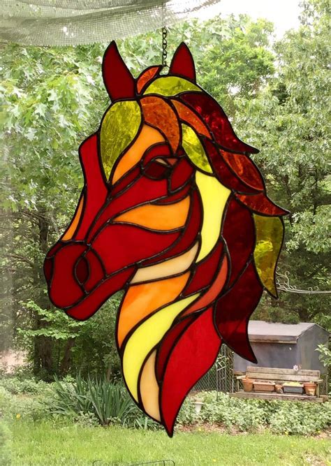 Fire Horse Medium Stained Glass Horse Head Red Glass Horse - Etsy ...