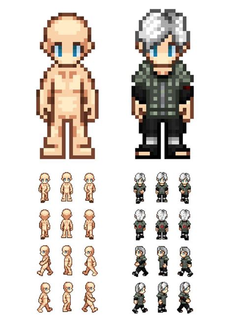 This sprite/pixel art human male base was created in early 2010. It was part of an attempt to ...