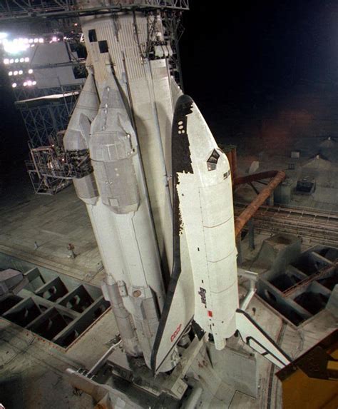 The soviet space shuttle Buran and the launcher Energiya in the launch pad - ca. October 1988 ...