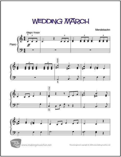 Wedding March | Free Sheet Music for Piano | Piano sheet, Piano sheet ...