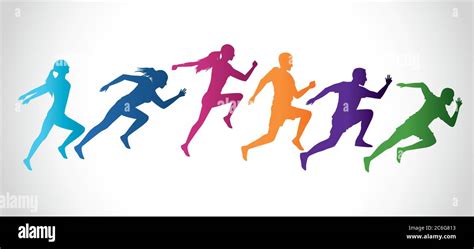 silhouettes of athletics people running vector illustration design ...