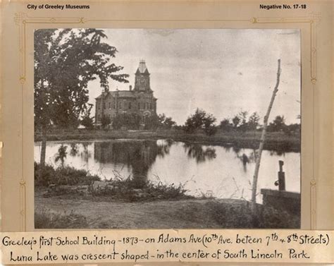 Greeley's first school building in 1873 on Adams Ave. (10th Ave ...