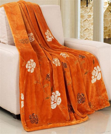 Look at this Burnt Orange Floral Sequin Throw Blanket on #zulily today! | Throw blanket ...