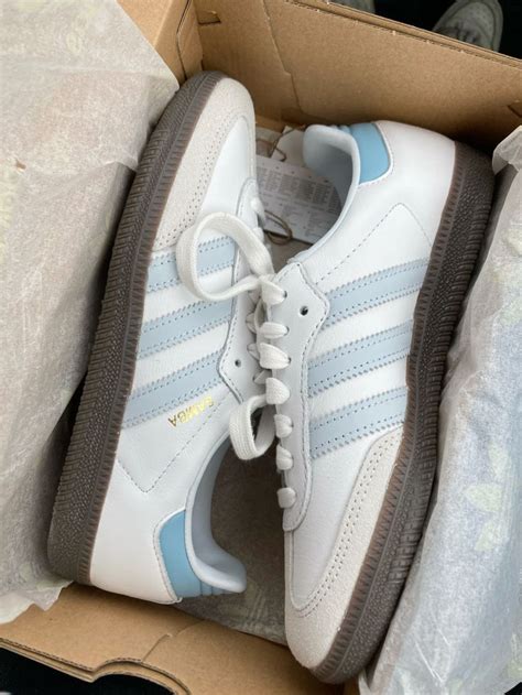 light blue sambas🩵🪬 | Pretty shoes sneakers, Addidas shoes, Swag shoes