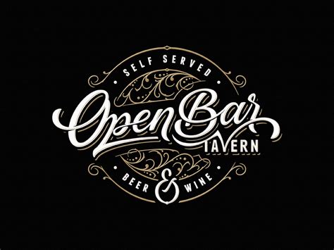 Open Bar Tavern | Hand drawn logo design, Vintage logo design ...