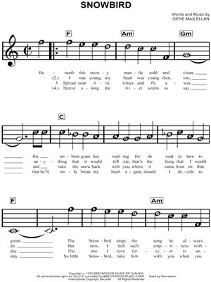 "Snowbird" Sheet Music - 3 Arrangements Available Instantly - Musicnotes