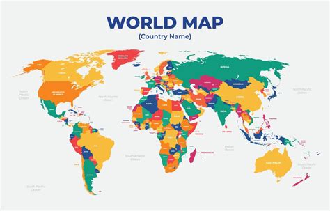 World Map with Country Name 22285746 Vector Art at Vecteezy