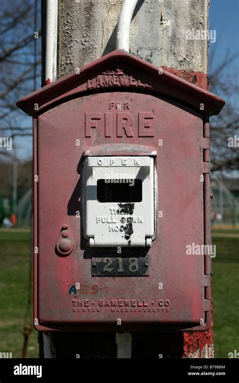 Antique pull box fire alarm Stock Photo - Alamy