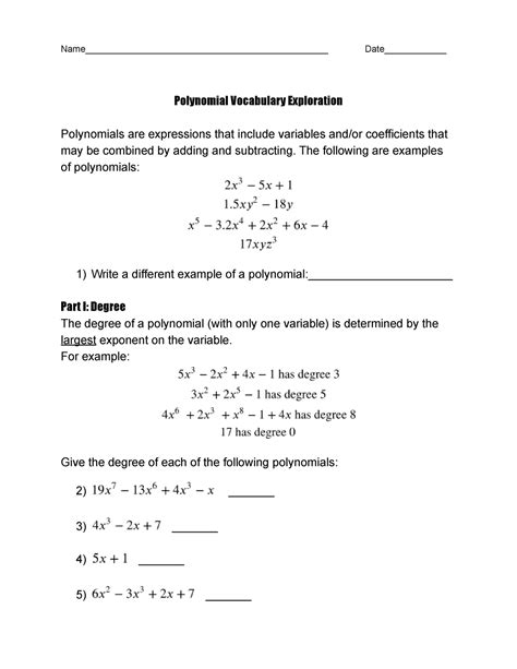 Algebra I-Discovering Polynomial Vocabulary - Polynomial Vocabulary ...