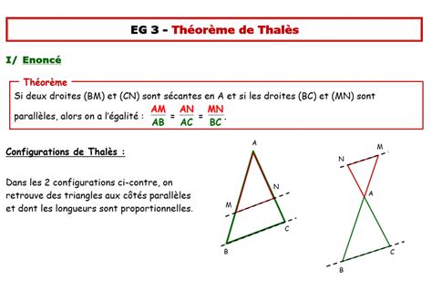 COURS – Théorème de Thalès (3e) – Automaths