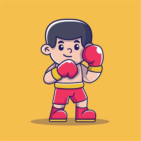 flat cartoon style sports illustration of a cute man boxing cartoon icon 14751387 Vector Art at ...