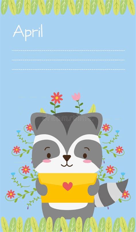 Cute animals calendar stock vector. Illustration of postcard - 144364817