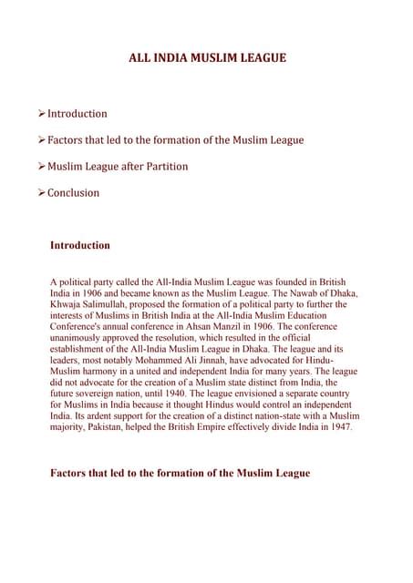 All India Muslim League | PDF