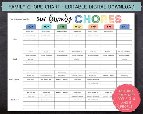 Family Chore Chart Template