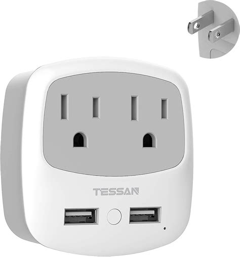 Amazon.com: TESSAN US to Japan Plug Adapter, 2 Prong to 3 Prong Outlet ...