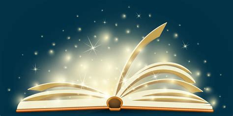 Cartoon open shiny magic book concept with lights and sparkles 7773006 ...