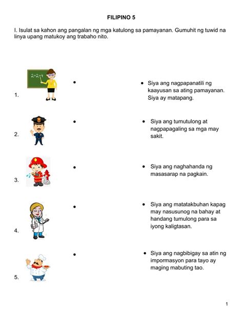 Katulong sa Pamayanan QUIZ worksheet | Workbook, Quiz, School subjects