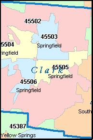 SPRINGFIELD Ohio, OH ZIP Code Map Downloads