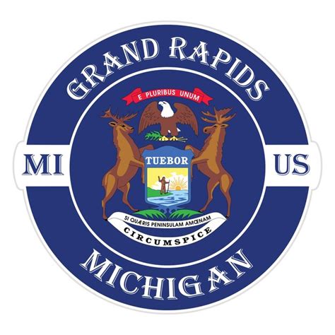 Premium Vector | Grand rapids michigan flag usa travel souvenir seal stamp badge sticker logo ...