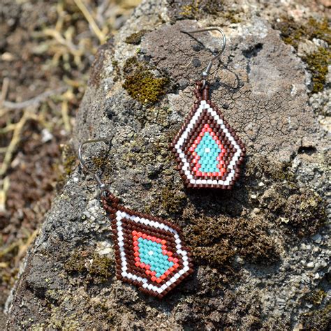 Boho Earrings in Turquoise and Coral - Megan Petersen Jewelry