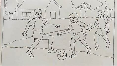 Memory drawing ll How to draw children playing football - YouTube