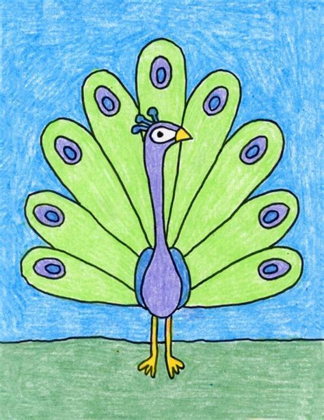 Simple Peacock Drawing · Art Projects for Kids