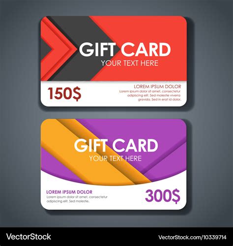 Gift cards in the style of material design Vector Image