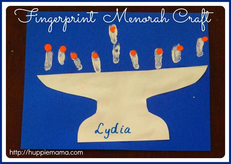 Menorah Fingerprint Craft Materials: White construction paper Blue ...