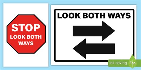 FREE! - Look Both Ways Sign Posters | Signage | Twinkl