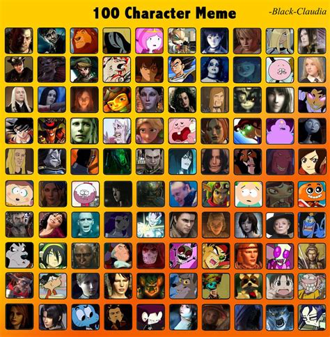 100 Characters Meme by Black-Claudia on DeviantArt