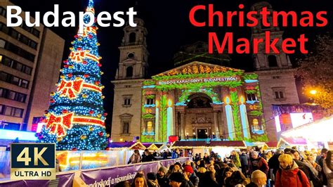 Budapest Christmas Market 2021 🇭🇺 4K Evening Tour at St. Stephen's ...