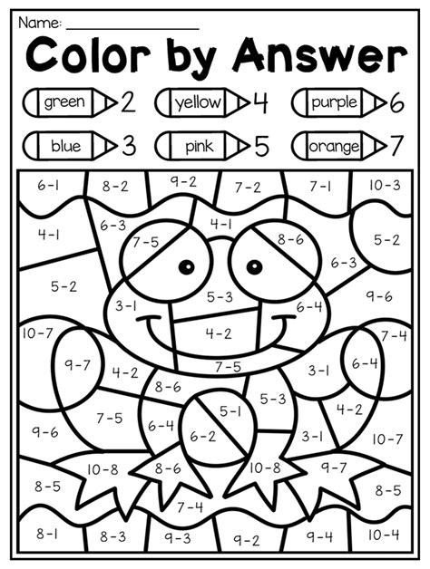 subtraction color by number worksheets kindergarten mom - the worksheet for subtracting numbers ...