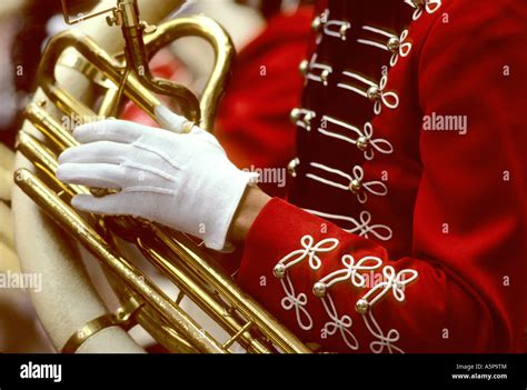 Tuba player in marching band Stock Photo - Alamy