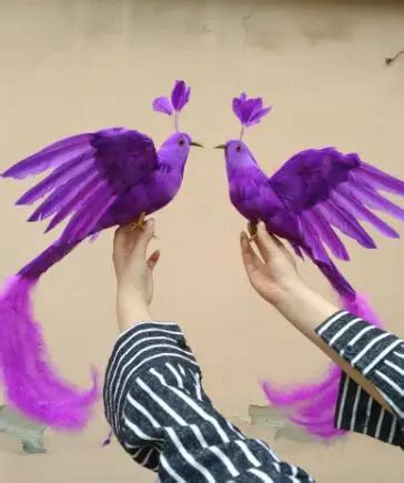 one piece beautiful simulation purple Phoenix bird model foam&furs long ...