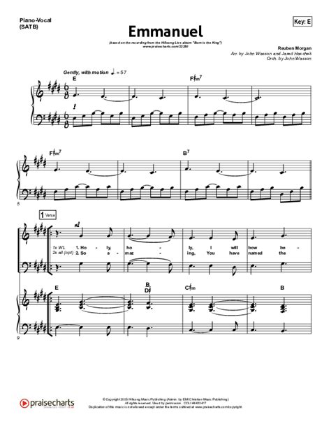 Emmanuel Sheet Music PDF (Hillsong Worship) - PraiseCharts