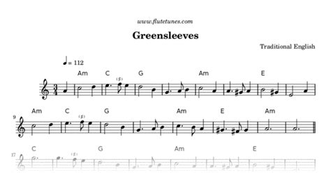 Greensleeves (Trad. English) - Free Flute Sheet Music | flutetunes.com